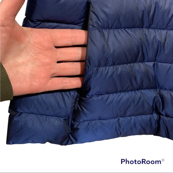 Cole Haan Down Quilted Puffer Hooded Jacket Faux Fur Trim Iridescent Blue Sz XS - Picture 6 of 16